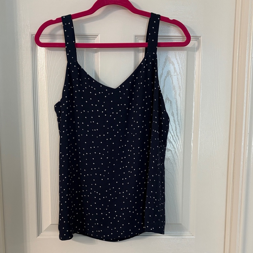 Navy Polka Dot Double Layer Camisole Tank Medium